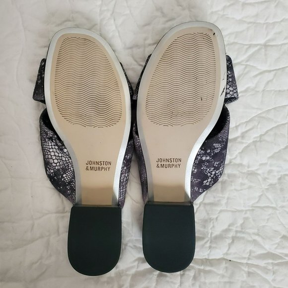Johnston & Murphy Georgie Black Snake-Print Kid Suede Block Heel Slide Size 7 - Picture 9 of 10